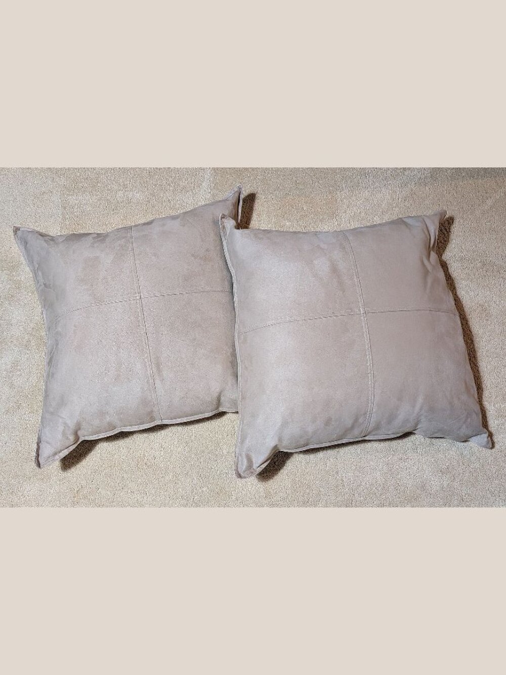 SET OF 2 RARE Pottery Barn FAUX Suede/Linnen Pillow Cover 24" Square